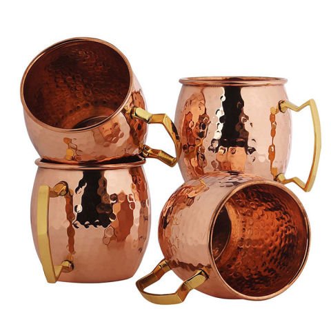Zap Impex Pure Copper Moscow Mule Cup, no Coating, Hammered Copper, Great for Entertaining, for Any Chilled Drink, for a bar or for Home, Great bar Gift, Set of 4, ZPPCH-44