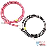 Pair of 5ft AWG 2/0 Battery Interconnect Copper Cables 3/8