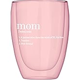Slant Collections Wine Glass Gift for Celebrations Double-Wall Stemless Wine Glass, 10-Ounce, Mom