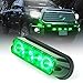 Xprite Green 4 LED 4 Watt Emergency Vehicle Waterproof Surface Mount Deck Dash Grille Strobe Light Warning Police Light Head with Clear Lens