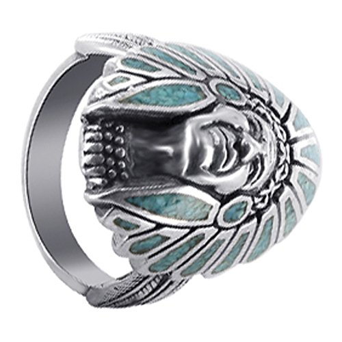 Gem Avenue Men's 925 Sterling Silver Turquoise Gemstone Southwestern Style Ring