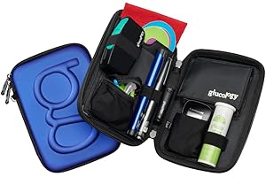 Glucology Diabetic Travel Case - Organizer for Blood Sugar Test Strips, Medication, Glucose Meter, Pills, Tablets, Pens, Insulin Syringes, Needles, Lancets (Blue, Classic)…