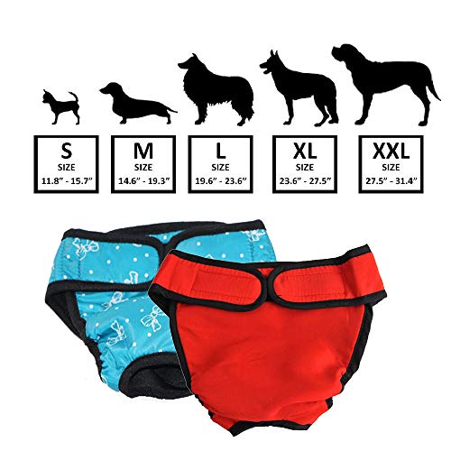 BWOGUE Premium Dog Diapers Female (Pack of 2) with Velcro Washable