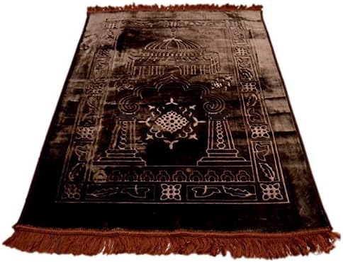 Zaid Collections Floral Prayer Mat (Brown, Velvet, Standard)