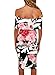 Happy Sailed Women Off Shoulder Floral Print Bodycon Midi Summer Dresses, Medium Black