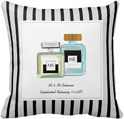 Mr Mr Cologne Bottles Personalized Wedding Throw Pillow Case