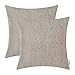 CaliTime Pack of 2 Cozy Throw Pillow Covers Cases for Couch Sofa Home Decoration Solid Dyed Soft Chenille 18 X 18 Inches Light Taupe