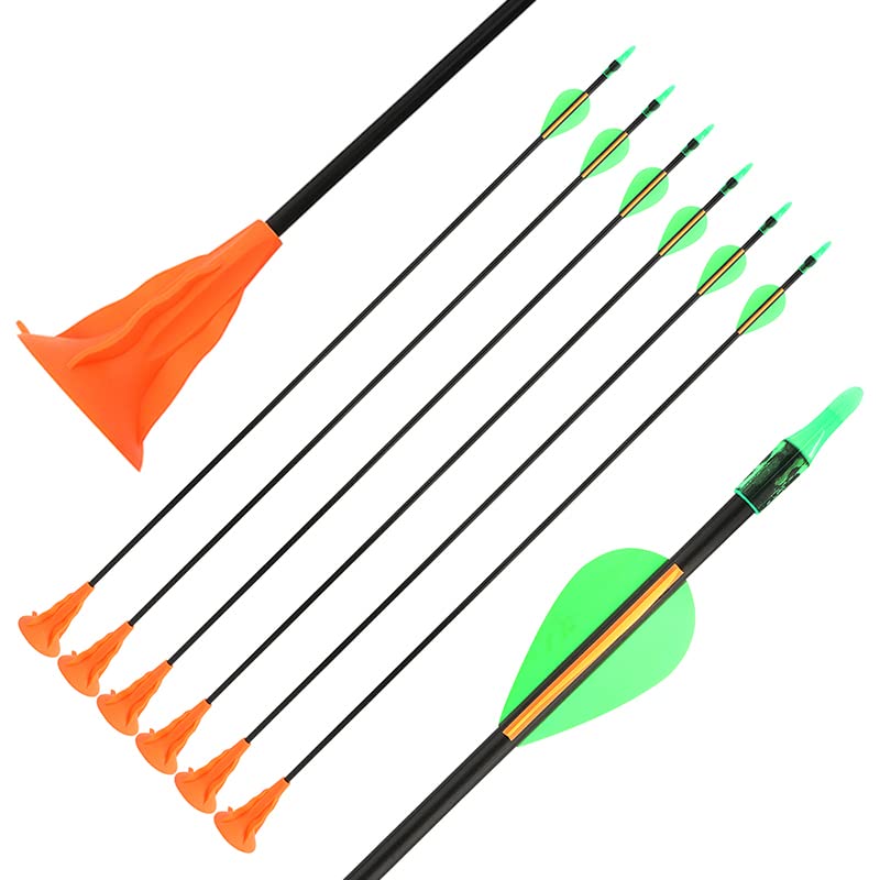 SHARROW Archery Sucker Arrows Fiberglass Arrows 29" Safe Suction Cup Arrows for Beginner Target Shooting Practice (12, Orange)