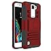LG K10 Case, LG Premier LTE Case, Venoro Full Body Hybrid Rubber Plastic Shockproof Defender Heavy Duty Holster Belt Clip Kickstand Case Cover for LG K10 (Red / Black)