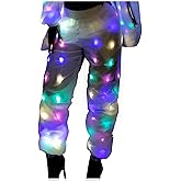 Womens Mens LED Light Up Rave Jacket Adult Kids Dance Party Fancy Dress Club Glowing Clothes For Xmas Halloween (Pants, S)