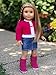 Fuchsia Heart - 4 Piece Outfit - Fuchsia Jacket, t-Shirt, Denim Skirt and Boots - 18 inch Doll Clothes (Doll not Included)