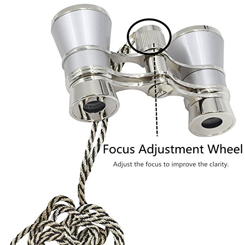 Opera Glasses Compact Binoculars for Theater Horse Racing Classical Lady Gift 3X25 with Silver Chain