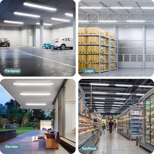 IEGLED Wet Room Lamp LED 90 cm, 30 W 3300 LM Wet Room Light with 4000 K Neutral White, IP65 Waterproof LED Ceiling Light, Flat Lamp as Garage Lamp, Workshop Lamp, Kitchen Lamp, Cellar Light