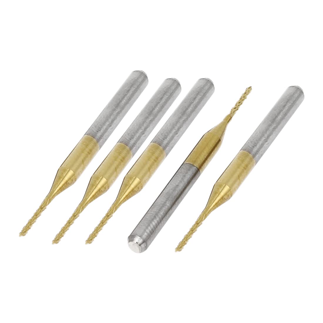 Sourcingmap 3.175mmx1mmx7mm Titanium Coated PCB CNC Micro Router Drill Bits Right Hand 5pcs