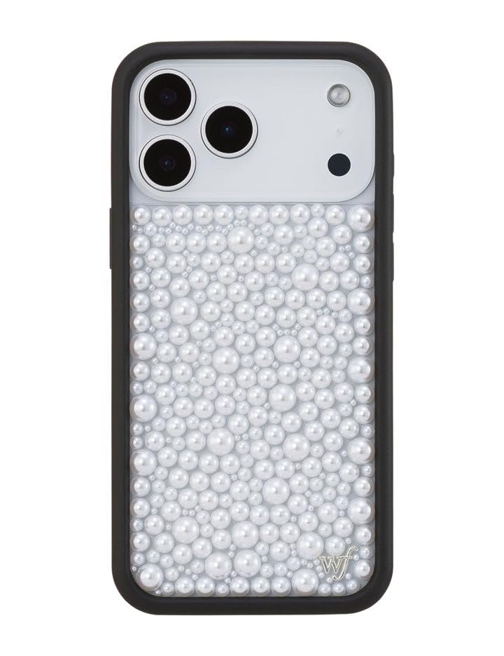 Wildflower Cases - Compatible with iPhone 17 Pro Max | Protective Black Bumper, 6.5ft Drop Test Certified, Women Owned Small Business | Trendy Classy Elegant Cute | Pearl - White