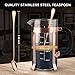 STARNUO French Press Coffee Maker,34 Ounce,1.0 Liter,18/10 Stainless Steel,Heat Resistant Borosilicate Glass,with 4 Level Filtration System