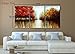 Asmork 100% Hand-Painted Autumn Scenery Trees Landscape Southwest Panel Wall Art Oil Paintings On Canvas Paintings Home Decor Ready To Hang Artwork - 3 Pieces
