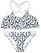 Ekouaer Womens Sexy vintage Printing High Neck Halter 2PCS Bikini Set Swimsuit White S