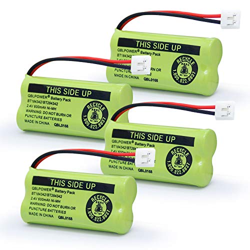 QBLPOWER BT8000 BT8001 BT8300 BT184342 BT284342 BATT-6010 Phone Battery Compatible with AT&T BT18433 BT28433 BT1011 BT1018 Vtech 89-1326-00-00/89-1330-01-00/Empire CPH-515D 2.4V NiMH(Pack of 4)