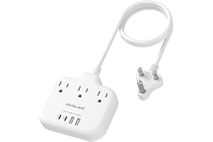 META-ANT South Africa Plug Adapter, Type M Adapter for South Africa with 3 AC Outlets & 4 USB Ports(2 USB C) 15.5W, 3FT Extension Cord, Africa Travel Essentials for USA to South Africa Namibia Nepal Malaysi