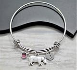 Hippo Bangle Bracelet - Themed Jewelry Gifts For Hippo Lovers, Kids, Women - Personalized Hippopotamus Charm Bracelet - Fast Shipping