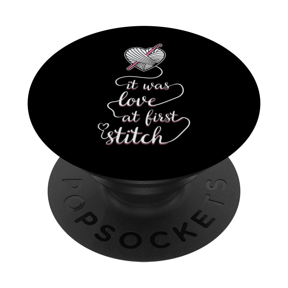 Funny Crochetier Gift - Love at first stitch PopSockets Swappable PopGrip