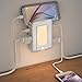 Finduat Wall Mount Charger Outlet With Dusk To Dawn Sensor LED Night Light, Surge-protected Power Socket Extender With 4 AC Outlet 2 USB Charging Ports for IPhone, Samsung, IPad, Phone Holder Slot