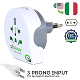 World to Italy Travel Adapter by Q2Power | For Type L Outlets | Grounded & Safe | Works with Laptops, Computers, Smartphone Chargers, Portable Devices | Perfect for International Trips