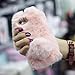 Shinetop for iPhone 6 6S Rabbit Fur Case, Bling Diamond Luxury Cute Soft Warm Fluffy Rex Rabbit Fur Case Winter Bunny Hair Plush Protective Cover