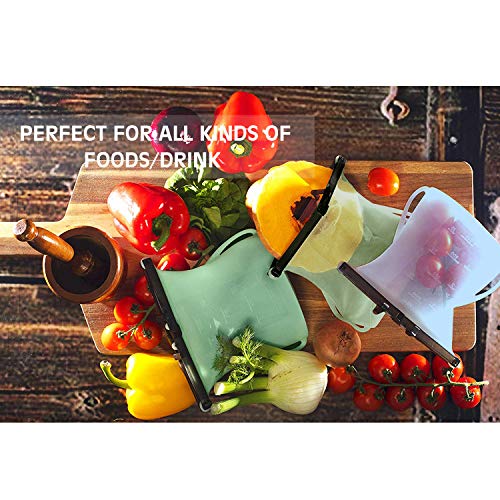 Reusable Silicone Food Storage Bag, 2 Pack Upgrade Leak Proof Silicone Food Bags, BPA Free Reusable Food Preservation Bag, Seal Bags Cooking Bag for Freeze Microwave Fruits Vegetables Meat Milk