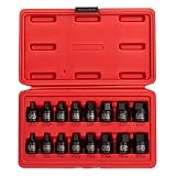 Sunex 3646, 3/8 Inch Drive Low Profile Impact Hex Driver Set, 16-Piece, SAE/Metric, 1/4 Inch - 3/4 Inch, 6mm - 19mm, Cr-Mo Steel, Dual Size Markings, Heavy Duty Storage Case, Meets ANSI Standards