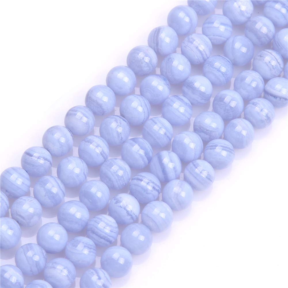 GEM-Inside Natural AA Grade 8mm Blue Chalcedony Round Gemstone Semi Precious Loose Beads for Jewellery Making 15'' — image 1