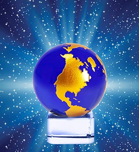 The Paragon 1Â½ Diameter Blue Crystal Globe Collectible Figurine, Decorative Office Decor Paperweight Globe with Stand