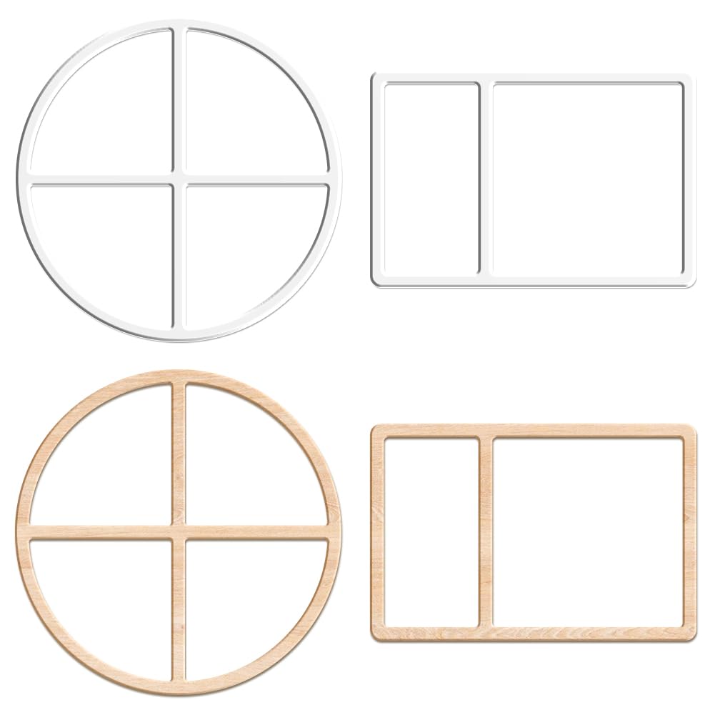 INFUNLY 2PCS Rectangle and Round Valet Tray Router Templates - Clear Acrylic Woodworking Coaster Template With 2 and 4 Pockets