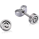 Pure TItanium Stud Earrings, Round Spiral Earring Hypoallergenic for Women Men Sensitive Ears