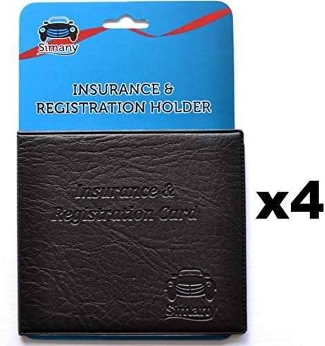 4 Black AUTO CAR TRUCK INSURANCE REGISTRATION CARD WALLET HOLDER 5.25"x4.6" Embossed Faux-Leather