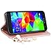 Galaxy S5 Case, CinoCase Luxury 3D Bling Crystal Rhinestone Wallet Leather Purse Flip Card Pouch Stand Cover Case with Shiny Diamond Pearls & Lovely Heart Pendant for Samsung Galaxy S5 - Rose Gold