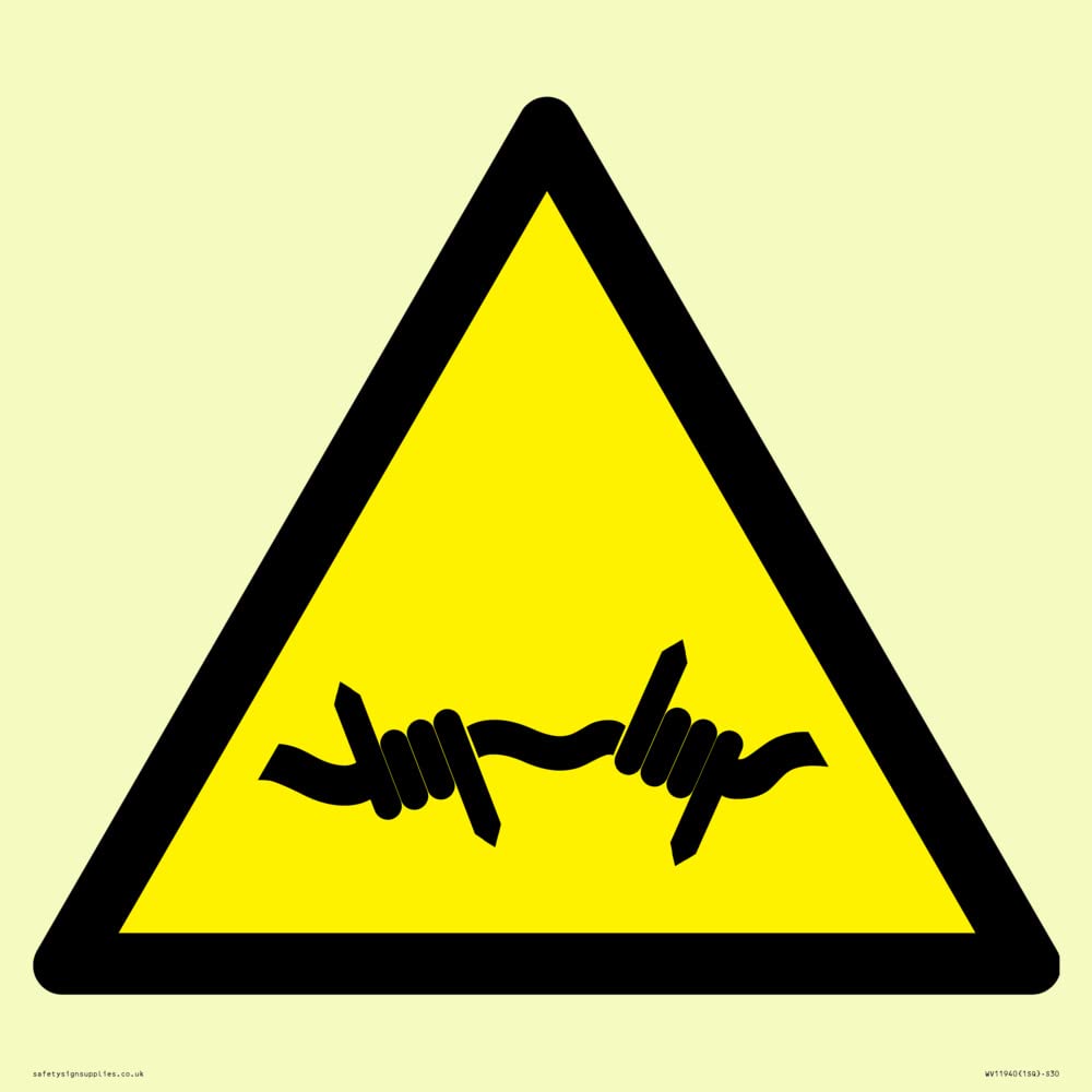 W033 Warning: Barbed wire Sign - 300x300mm - S30