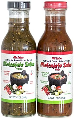 MeSalsa Authentic Seven Sisters Molcajete Salsa Roja and Verde (2 Rojas, 2 Verdes)