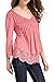 OMZIN Women's Flare Sleeve Lace Splice Loose Trim Casual Blouse T-Shirt Tops
