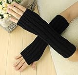 World Pride Cable Knit Cotton Slouch Arm Warmer Winter Fingerless Long Gloves