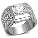 Marimor Jewelry 2.94 Carat Round Cut Cubic Zirconia, Silver Stainless Steel Unisex Ring Size 10