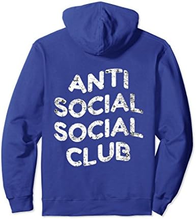 Unisex AntiSocial Social Club Black Hoodie XL: Royal Blue