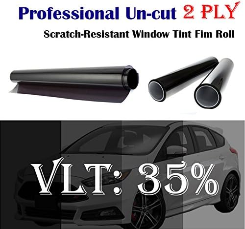 Mkbrother 2PLY 35% VLT 24" in x 20' Ft (24in x 240in) Heat & UV Block Professional Window Tint Adhesive Film Auto Car