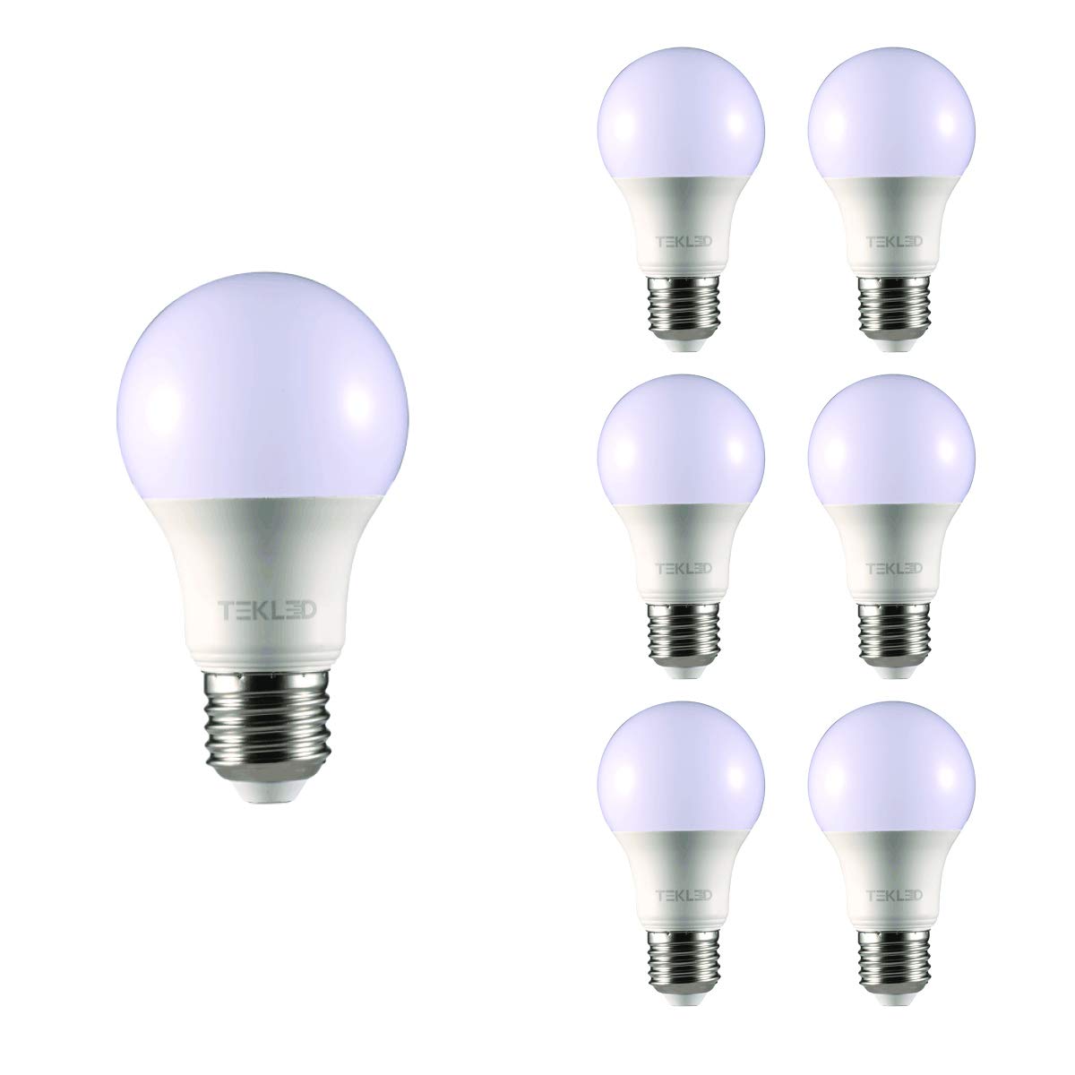 TEKLED® A60 LED Bulbs | E27 Edison Screw | Energy Saving 7W Light Bulb 60W Incandescent Bulb Equivalent | 2700K 595LM NONDIMMABLE | 6-Pack | Warm White