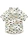 Abolai Boys' Short Sleeve One Pocket Dinosaur Pattern Woven Shirt White 130