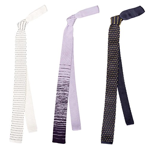 BMC Stylish 3pc Mixed Pattern Mens Fashion Knitted Neck Tie Accessory Set - Mr. Right Now