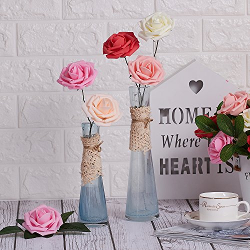 MACTING Artificial Flower Rose, 30pcs Real Touch Artificial Roses for DIY Bouquets Wedding Party Baby Shower Home Decor