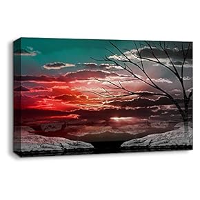 Canvas Wall Art Abstract Cloud Tree Colorful Painting Artwork for Home Prints Framed - 12x18 inches
