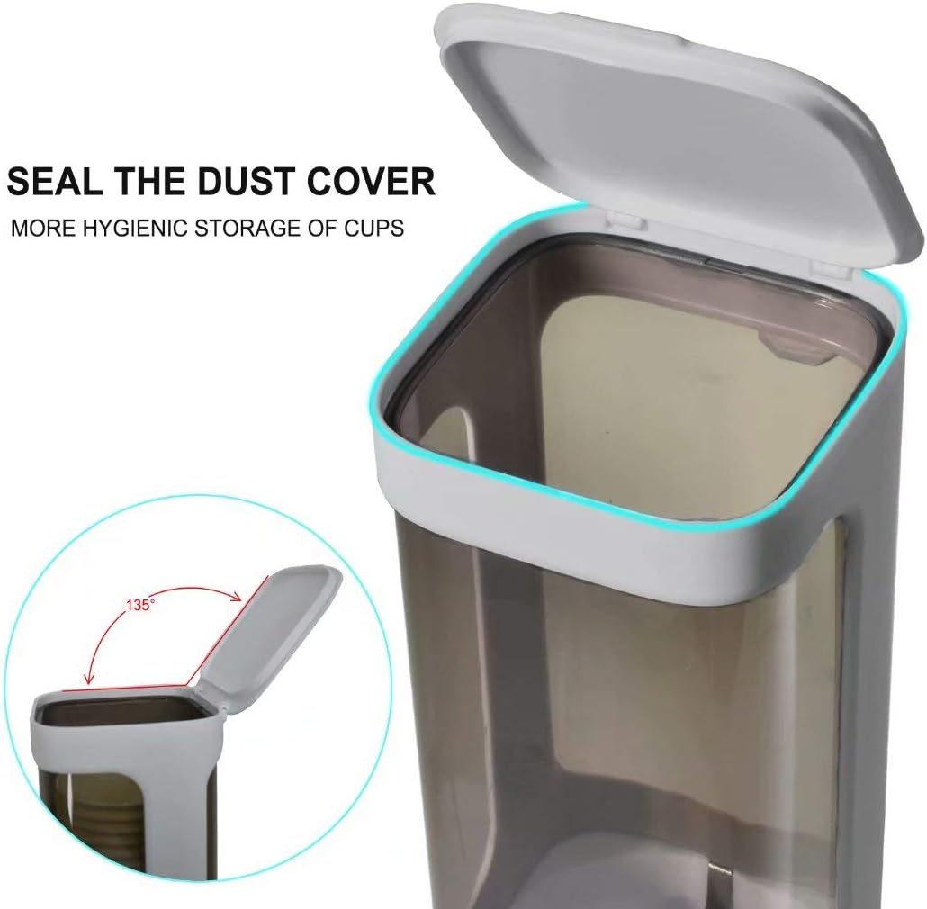 EOFJRUC Wall Mount Paper Cup Dispenser, Pull Type Cup Holder Fit 3oz - 5oz Disposable Small Cups, Bathroom Cup Dispenser for Home Hospital Office Gym (Gray): Home & Kitchen